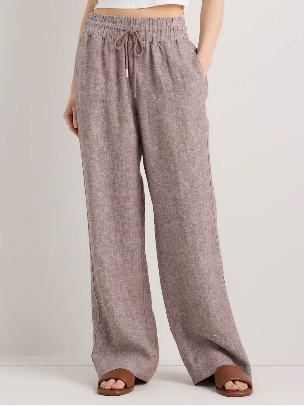 Quince Wide-Leg Linen Pants. NO drawstring. These are M/short =26” inseam.